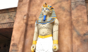 LEGO Pharaoh stands guard at the Lost Kingdom Adventure ride.